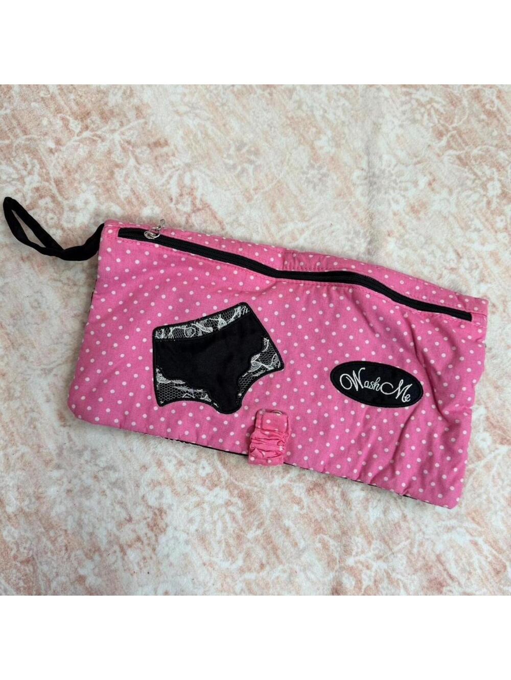 Vintage-inspired “Wash Me” lingerie laundry bag / travel pouch